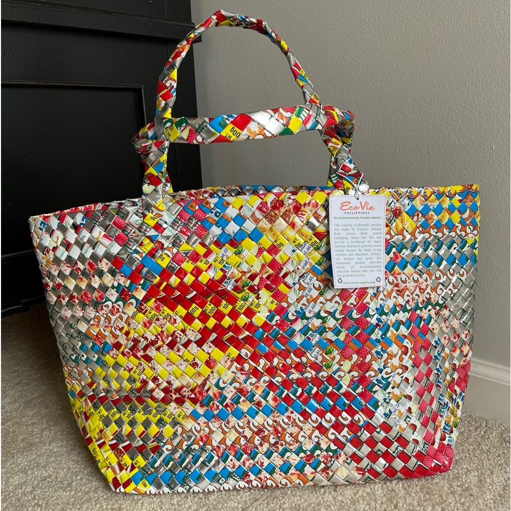 Eco Vie Environmentally Friendly Philippines Recycled Multicolor Braided Tote
